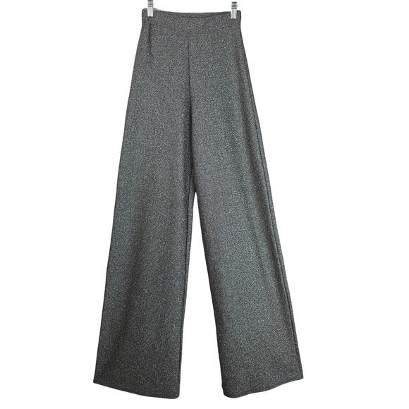 Missguided Pants Womens Size 6 Black Silver Metallic Wide Leg High Rise Pull On - Picture 1 of 11